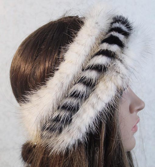 Женская зимняя меховая повязка на голову из натурального меха норки